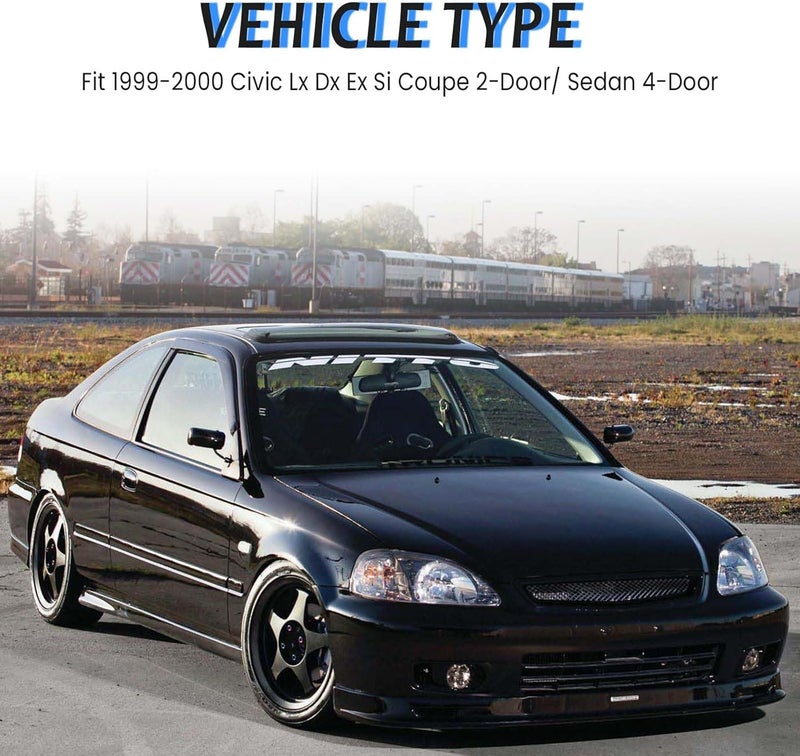 Kspeed Front Bumper Grille Fit 1999-2000 for Civic Coupe/Sedan JDM Type R ABS Black Mesh Front Upper Grill Guard Replacement Part - Image 2